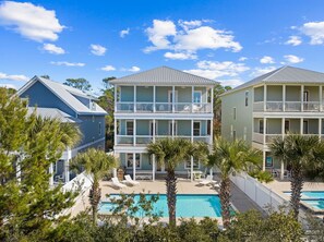 Exterior - Seagrove - 1 Block from Beach, Golf Cart, Private HEATED Pool, Game Room, Bikes & Tesla Charger! (Santa Rosa Beach)