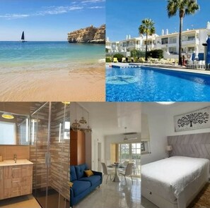 Experience a coastal retreat with a pool, palm trees, and stunning ocean views.