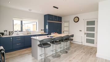 Microwave, oven, dishwasher, high chair