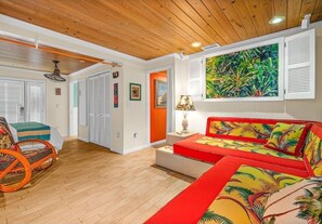 Smart TV, DVD player, books, music library