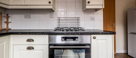 Fridge, microwave, oven, toaster