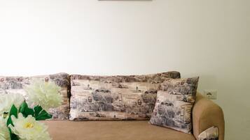 Grand Apartment | Living area | 43-inch LED TV with cable channels