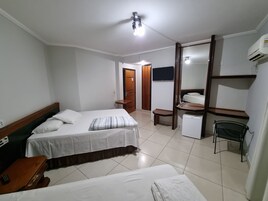 Desk, laptop workspace, blackout drapes, free WiFi