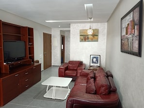 Living area - Appartement Luxe.piscine et Plage Sable D'or (Harhoura)