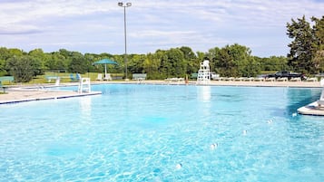Indoor pool, seasonal outdoor pool, open noon to 8:00 PM, pool umbrellas