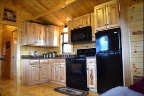 Standard Cabin, Kitchenette, Lake View | Private kitchen | Full-sized fridge, coffee/tea maker, cookware/dishes/utensils