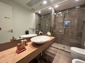 Dusche, Haartrockner, Bidet, Handtücher
