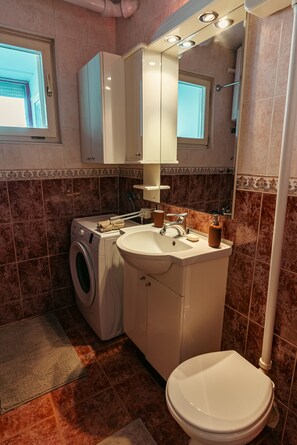 ヘアドライヤー、タオル、トイレットペーパー