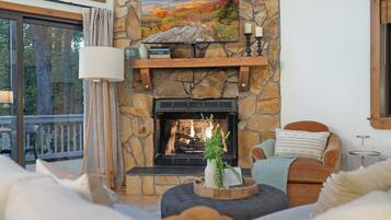 Smart TV, fireplace, video games, foosball