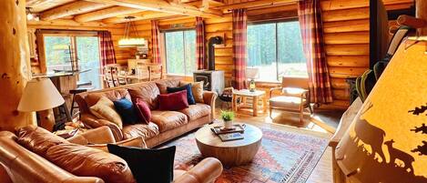 Smart TV, fireplace, video games, DVD player