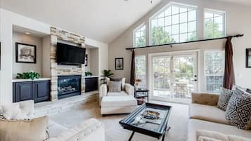 Télévision, cheminée, jeux vidéo, chaßne hi-fi