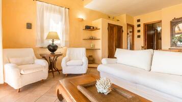 Een televisie en een open haard