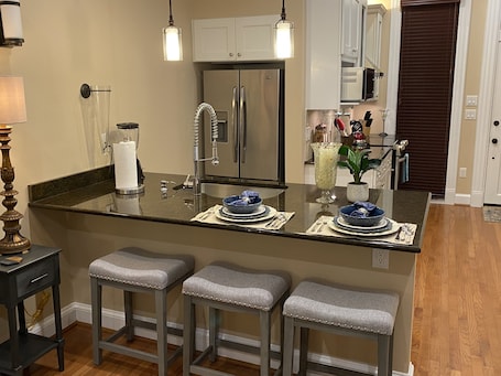 Fridge, microwave, oven, stovetop. The Studio@ Eanes Drug-Heart of the Historic District