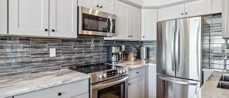 Fridge, microwave, oven, dishwasher