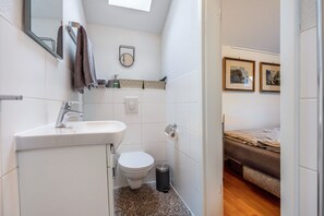 Shower, hair dryer, towels - Apartment 'Alter Laden' with Private Terrace, Shared Garden and Wi-Fi (Nienstädt)