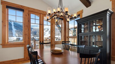4 Bedroom Spruce Peak Mt Cabin "StoweGlobe" Steps to the lifts with FULL Mountain Views.
