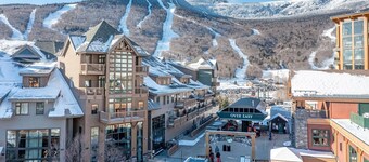 4 Bedroom Spruce Peak Mt Cabin "StoweGlobe"  Steps to the lifts with FULL Mountain Views.