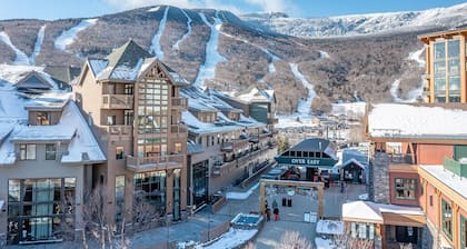 4 Bedroom Spruce Peak Mt Cabin "StoweGlobe" Steps to the lifts with FULL Mountain Views.