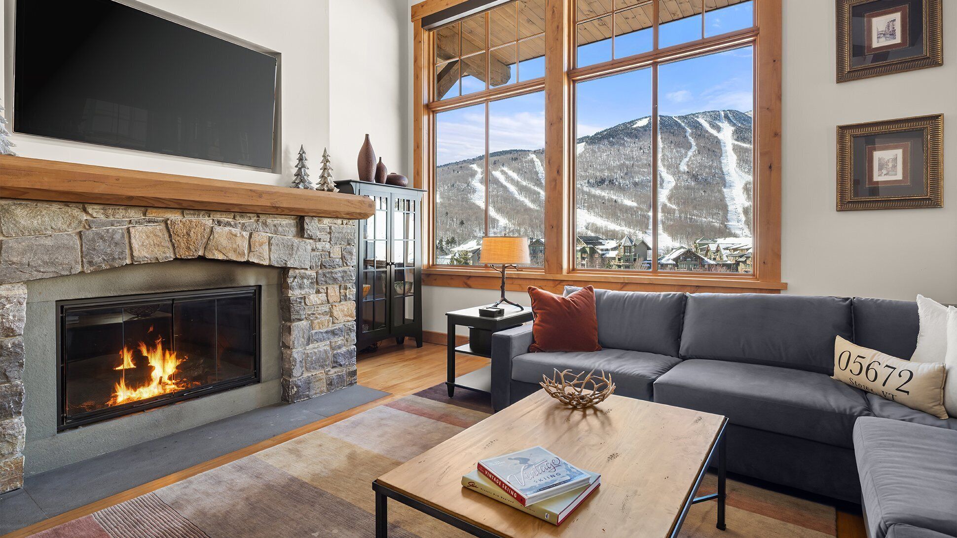 电视、壁炉、立体声音响