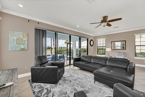 TV - Golden View | 5 BR, Themed Rooms, Game Room, West-Facing Pool (Kissimmee)