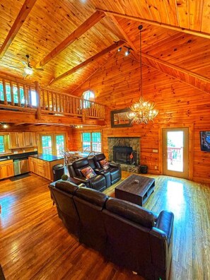 Télévision, cheminée, jeux vidéo, table de tennis de table