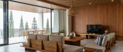 奢华别墅 | 起居区 | 42-英寸智能电视(配备有线频道)