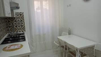 Fridge, oven, stovetop, cookware/dishes/utensils