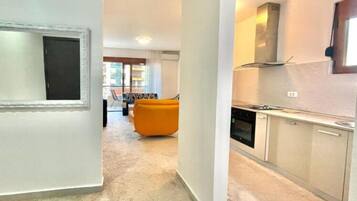 Classic Apartment | Private kitchen | Fridge, oven, stovetop, electric kettle