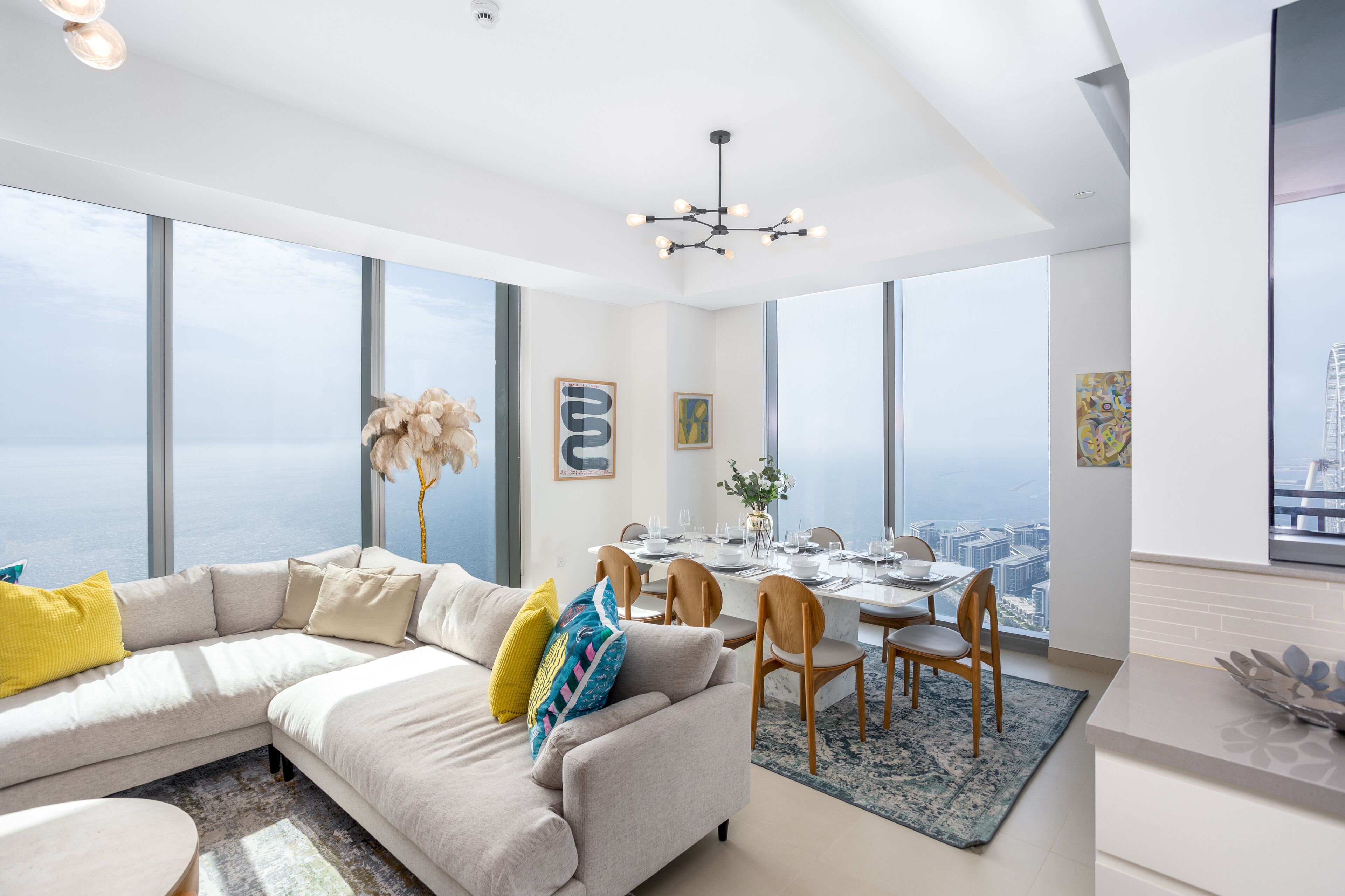 Elite Apartment | Living area | 75-inch Smart TV with cable channels, Netflix, streaming services