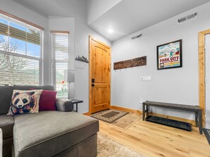 TV connectée, cheminée, livres