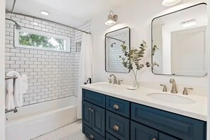 Shower, hair dryer, towels, soap - Beach House with Backyard Oasis (Isle of Palms)