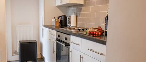 Fridge, dishwasher, electric kettle, toaster
