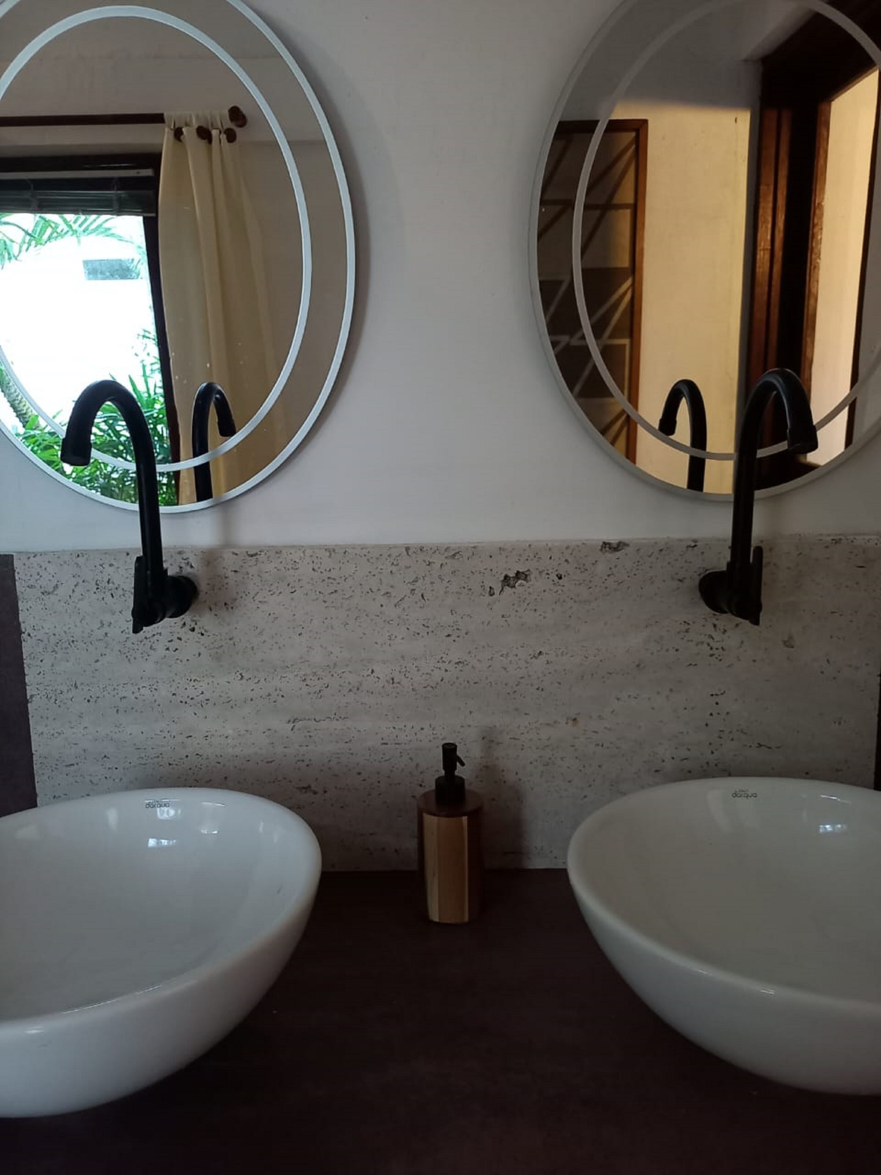standard studio suite | bathroom | shower, rainfall showerhead, hair dryer, heated floors