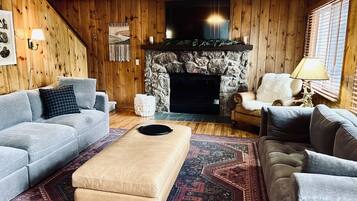 Smart TV, fireplace, table football