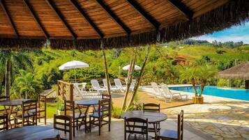 Indoor pool, outdoor pool, pool loungers
