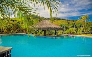 Indoor pool, outdoor pool, sun loungers