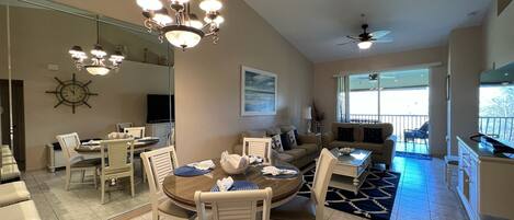 Smart TV, DVD player, books, video library