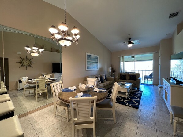 Smart TV, DVD player, books, video library