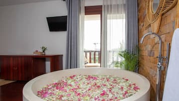 King Suite Pool View | Egyptian cotton sheets, premium bedding, down comforters, pillowtop beds
