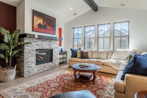 TV, fireplace, foosball, table tennis