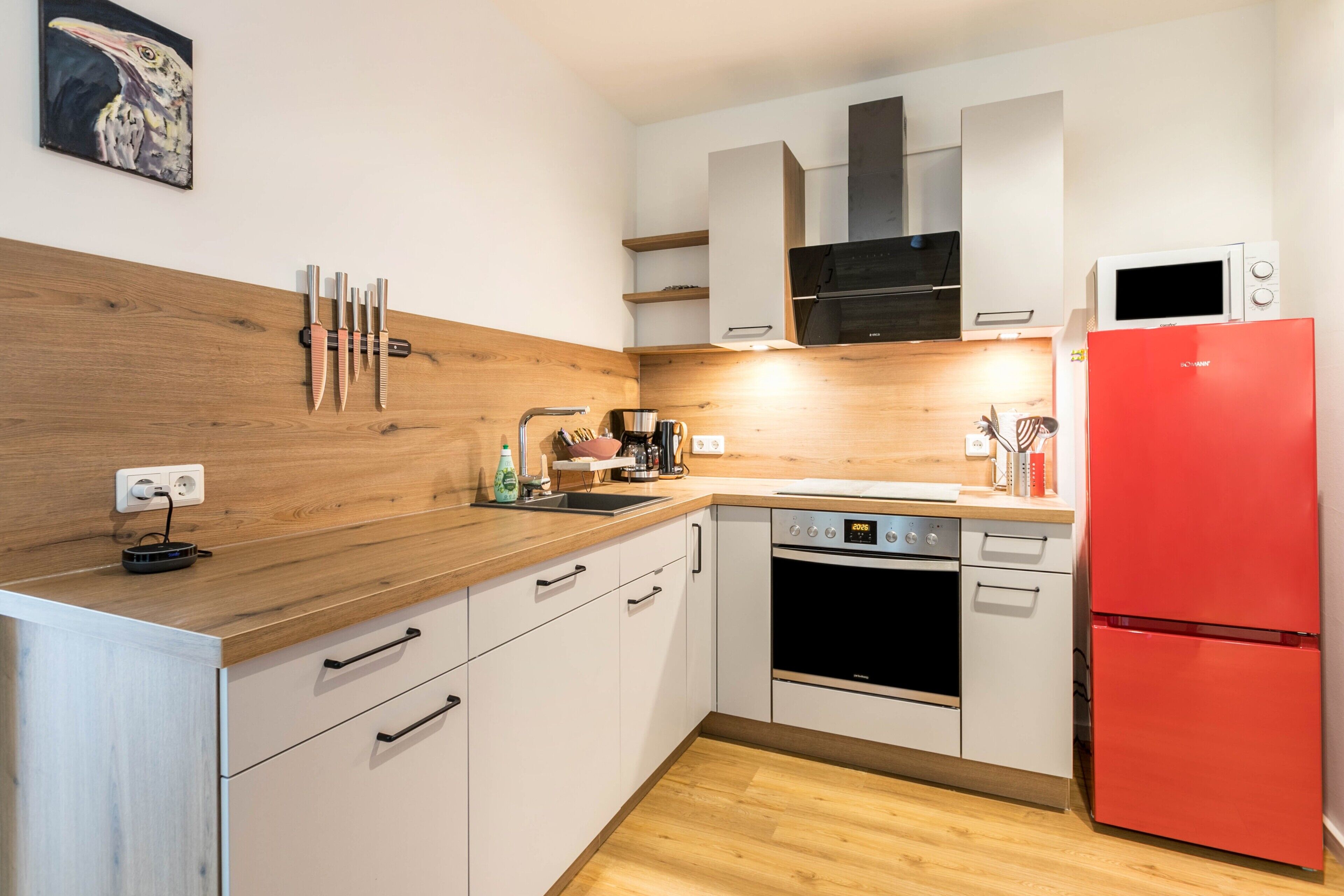 Kühlschrank, Mikrowelle, Ofen, Herdplatte