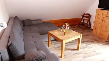 Fernseher, Tischtennisplatte, Stereoanlage