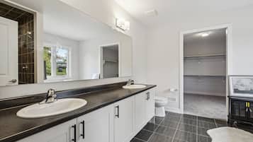 Hair dryer, bidet, towels, soap