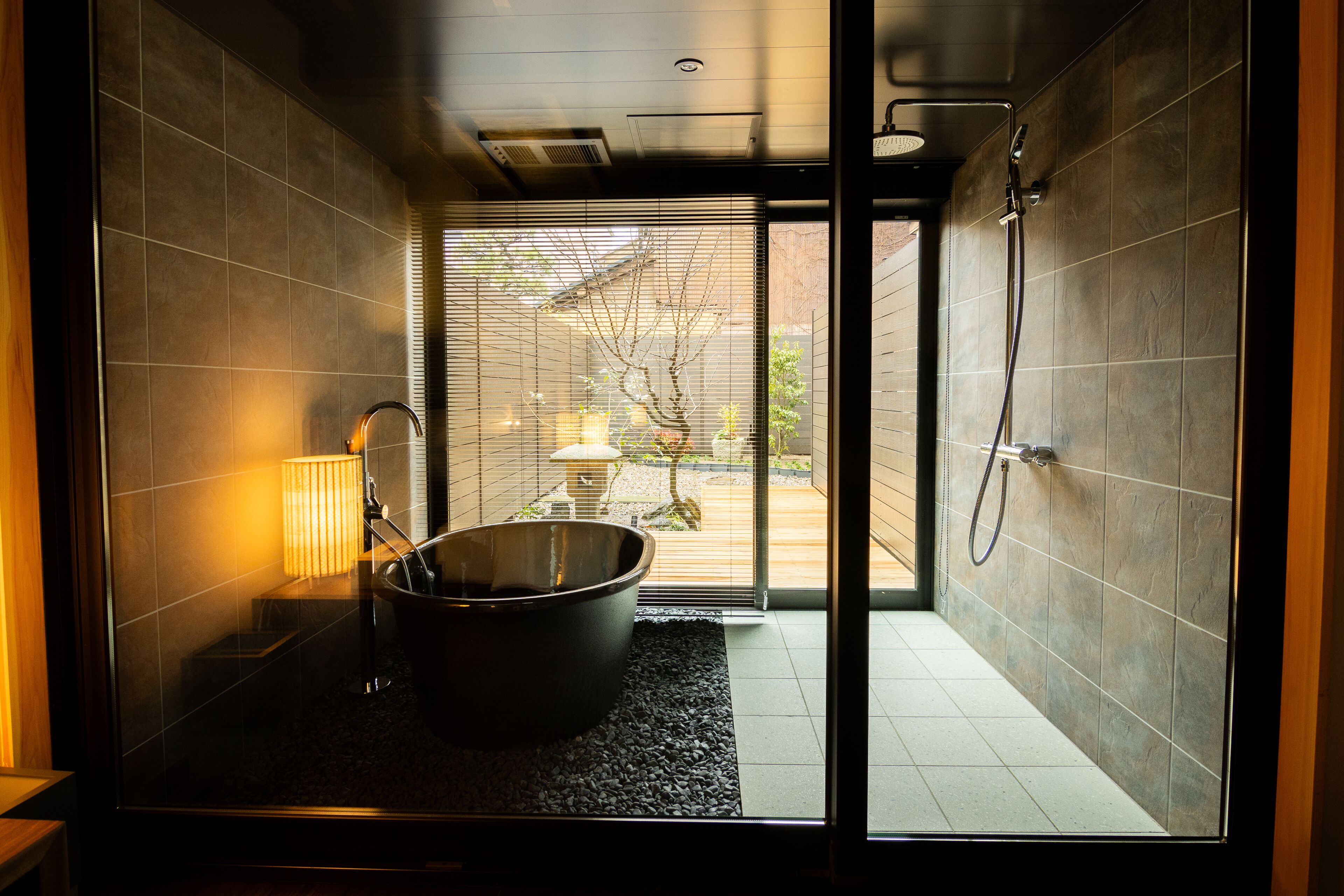 MATSUKAWABISHI: "Machiya" Two-Storey Suite with Courtyard and Bath with a View, 65sqm, Non-Smoking | Bathroom | Combined shower/tub, deep soaking tub, free toiletries, hair dryer