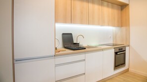 Appartamento (1 B) | Angolo cottura privato | Frigorifero, forno, piano cottura, bollitore elettrico