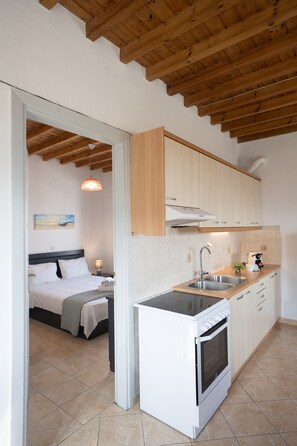 Apartment | Private kitchen | Full-size fridge, oven, electric kettle, toaster
