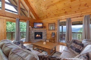 Cabin, 3 Bedrooms | Living area - Enchanted View Lodge 3 Bedroom Cabin by RedAwning (Gatlinburg)