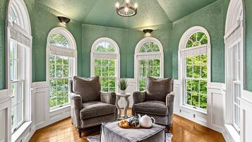 Smart TV, fireplace, video games, foosball