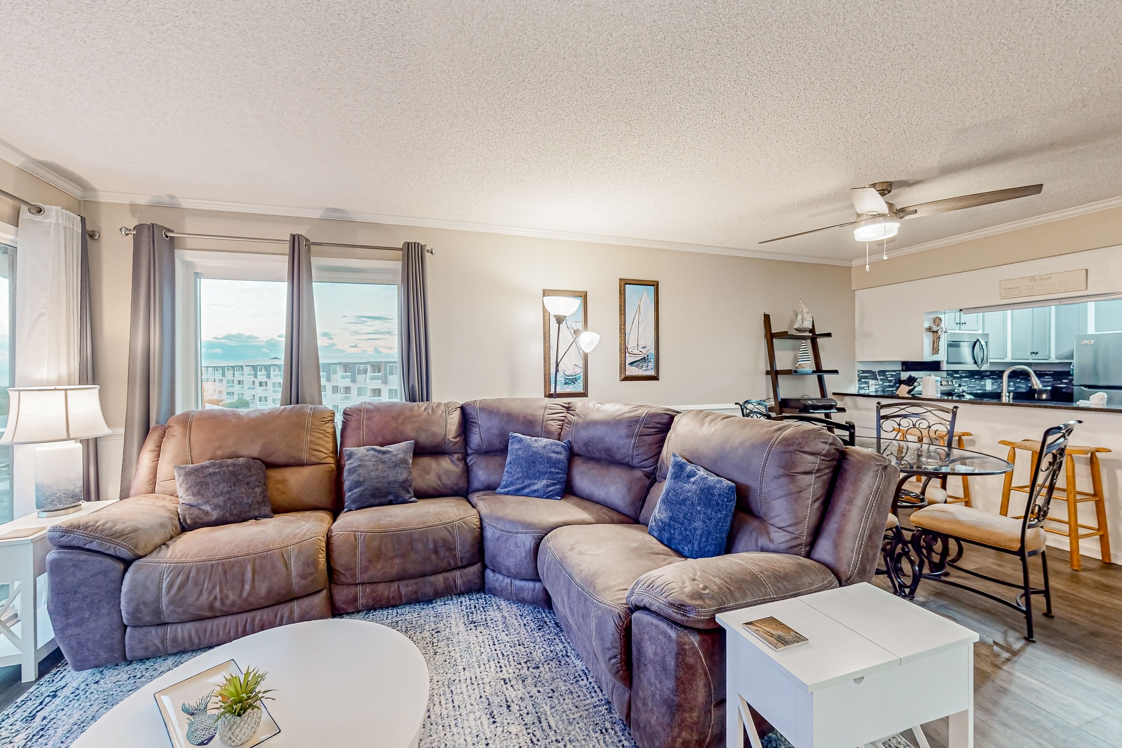 Ocean-view condo with pool, hot tub, sports courts, beach access, & balcony