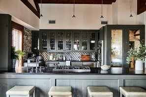 Fridge, oven, dishwasher, coffee/tea maker